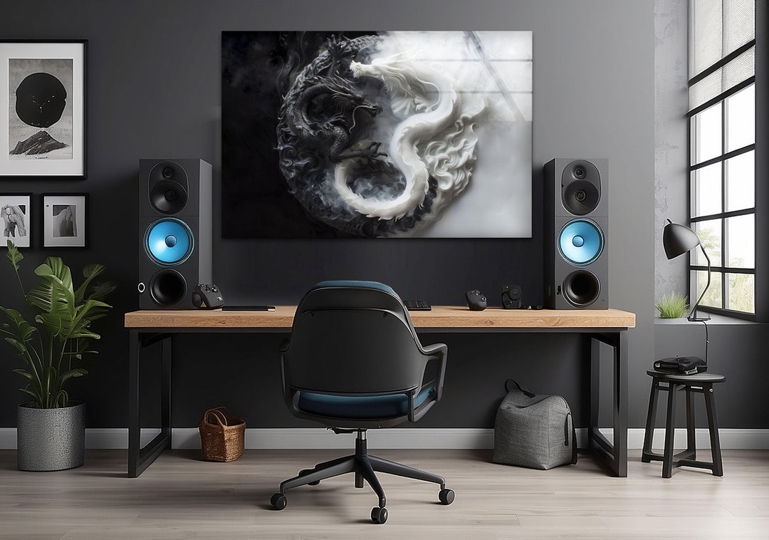 Yin Yang Dragons Cool Wall Decor & Glass Art