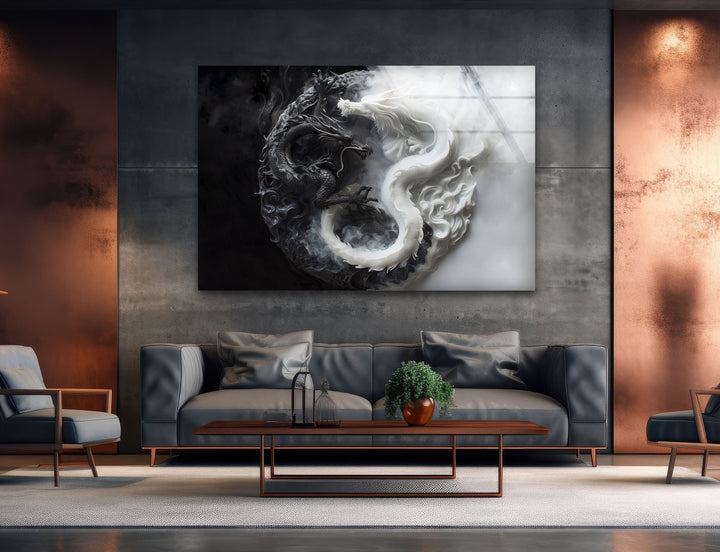 Yin Yang Dragons Cool Glass Art & Wall Art