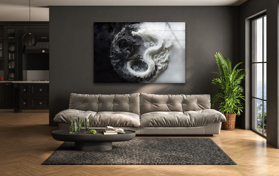 Yin Yang Dragons Glass Wall Artwork & Cool Art Prints