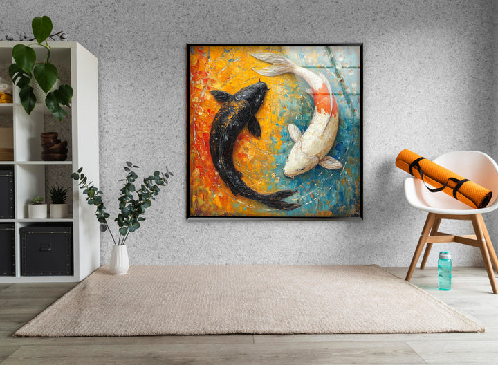 Yin Yang Fish Glass Print Wall Art & Cool Artwork