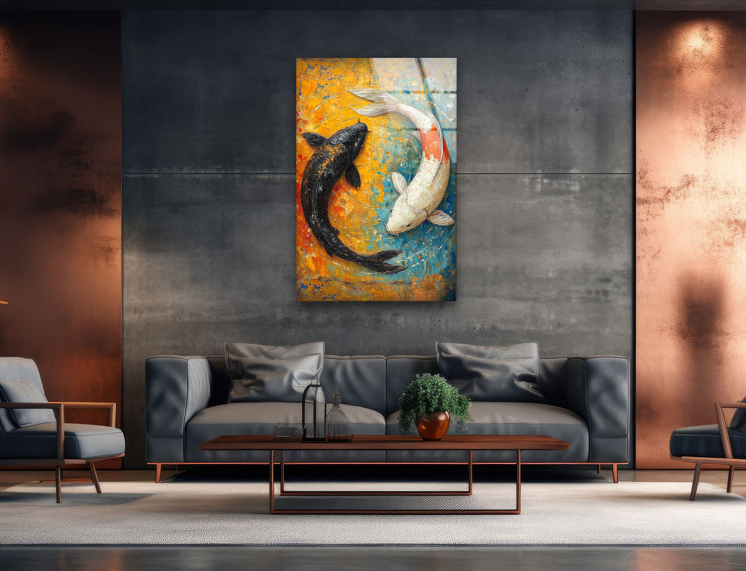 Yin Yang Fish Modern Glass Art & Cool Wall Art