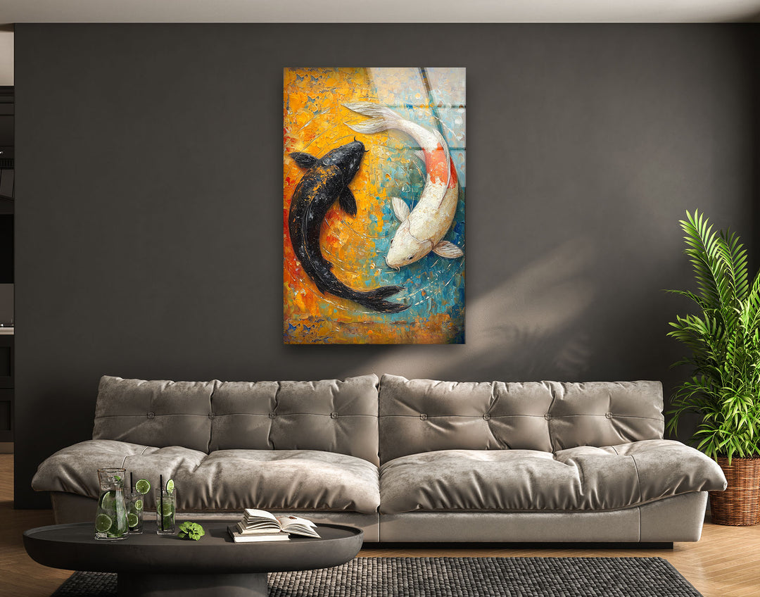 Yin Yang Fish Glass Art Painting & Cool Art Prints