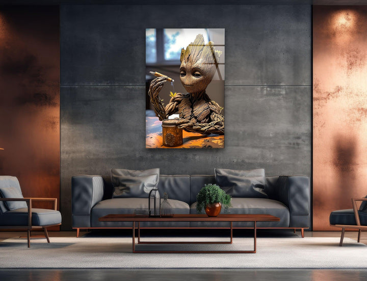 Young Cool Groot Glass Wall Art