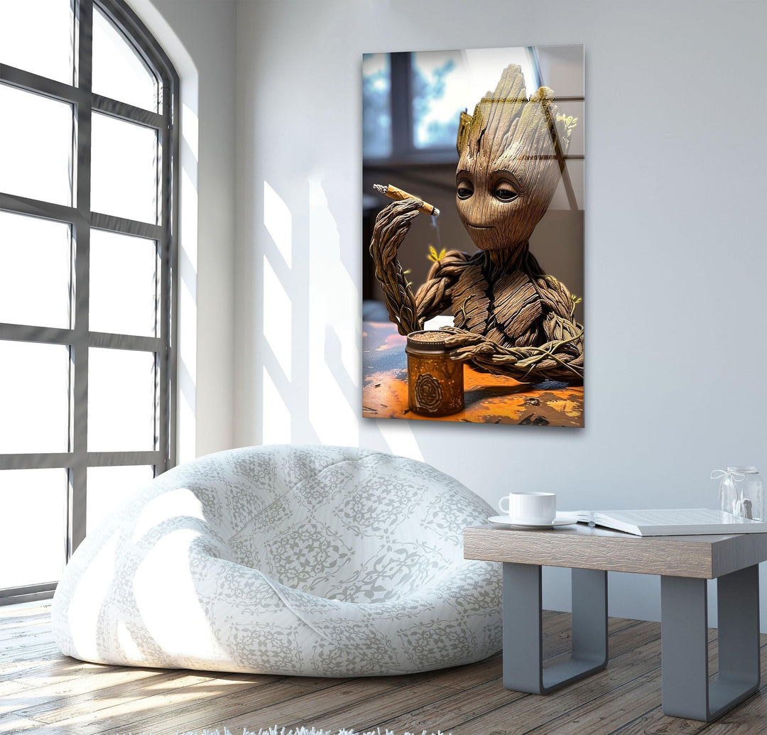 Young Cool Groot Glass Wall Art