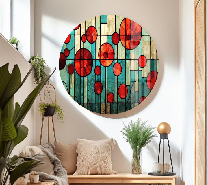 Stained Red Circles Glass Wall Art art glass wall art, glass wall art pictures
