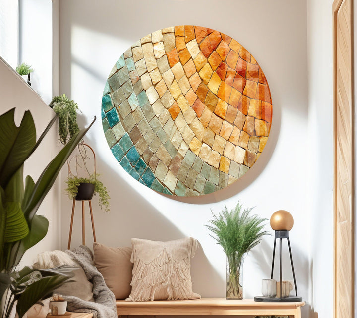 Orange & Beige Stones Glass Wall Art glass art painting, glass art for the Wall
