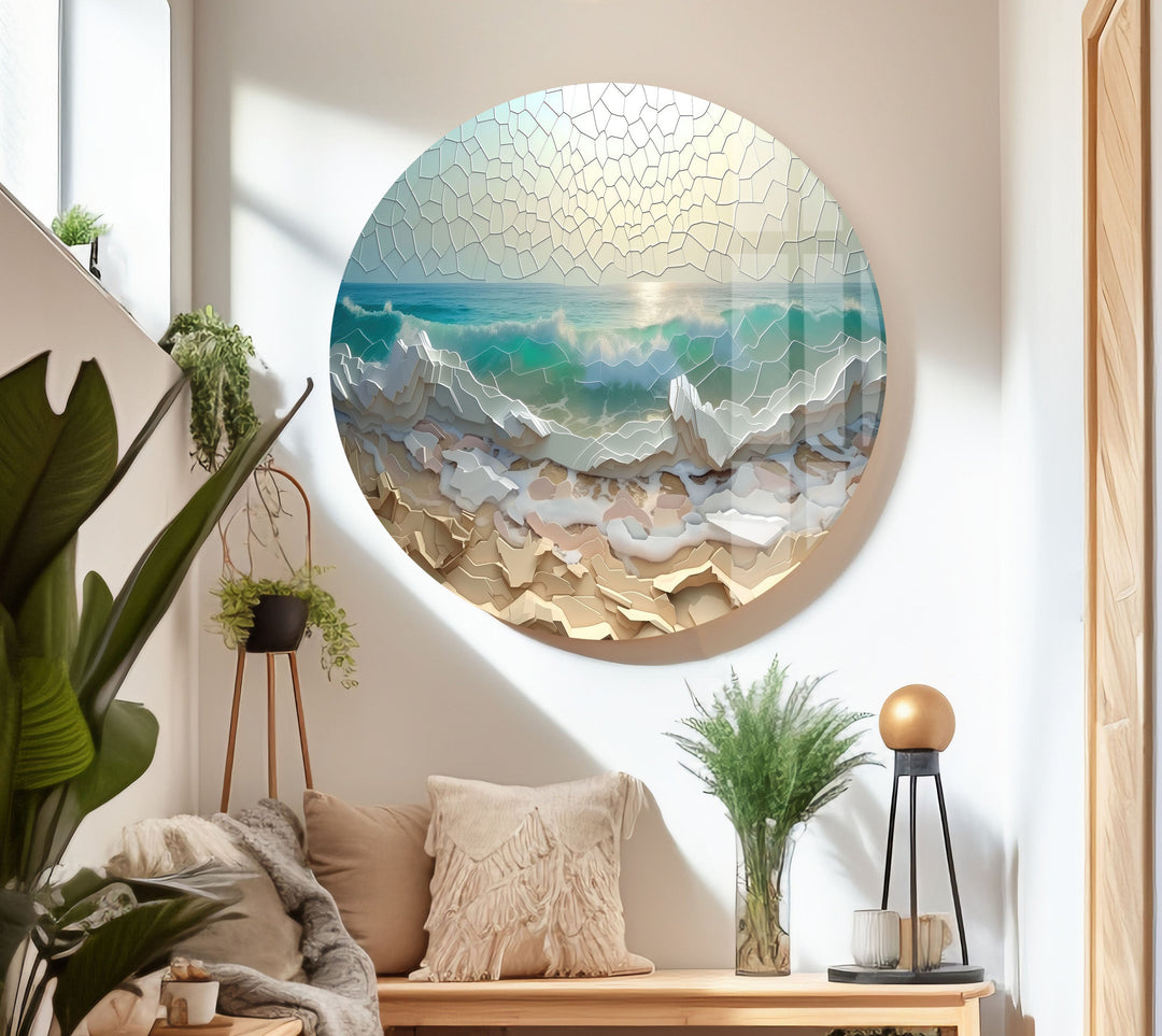 Stained Ocean Sunset Cracked Art Glass Wall Art art glass wall art, glass wall art pictures
