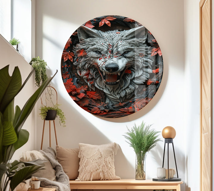 Rose & Wolf Glass Wall Art photo print on glass, prints on glass wall art
