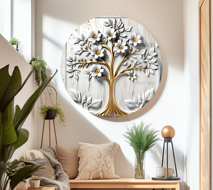 White Flower Tree Glass Wall Art glass image printing, glass prints from photos
