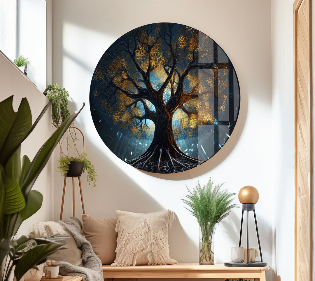 Glowing Magic Tree Glass Wall Art photo print on glass, prints on glass wall art