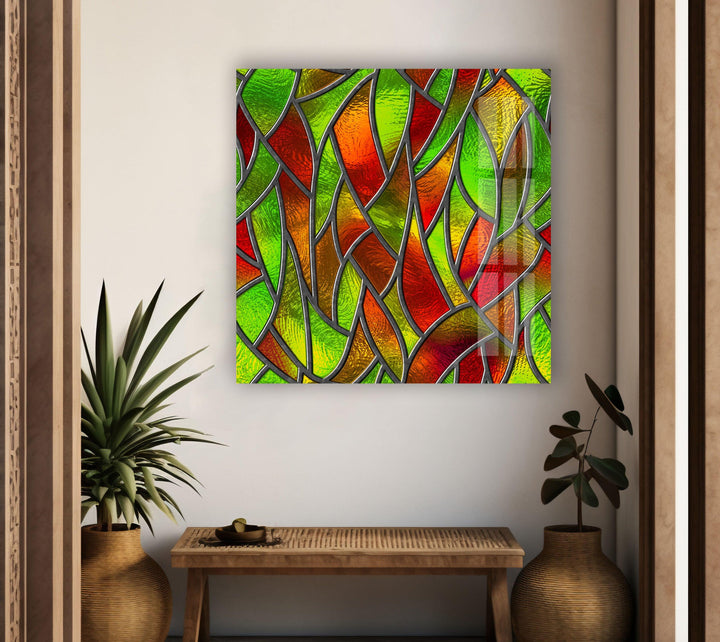 Red and Green Stained Glass Wall Art glass photo prints, glass picture prints