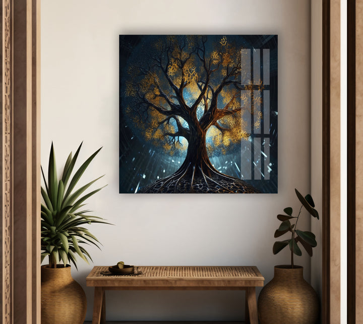 Glowing Magic Tree Glass Wall Art glass pictures for Wall, glass prints wall art