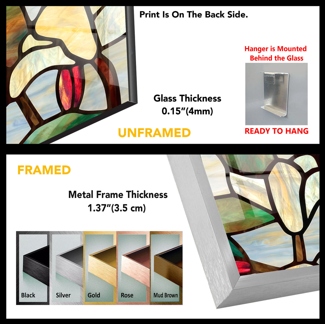 Stained Magnolia Art Glass Wall Art