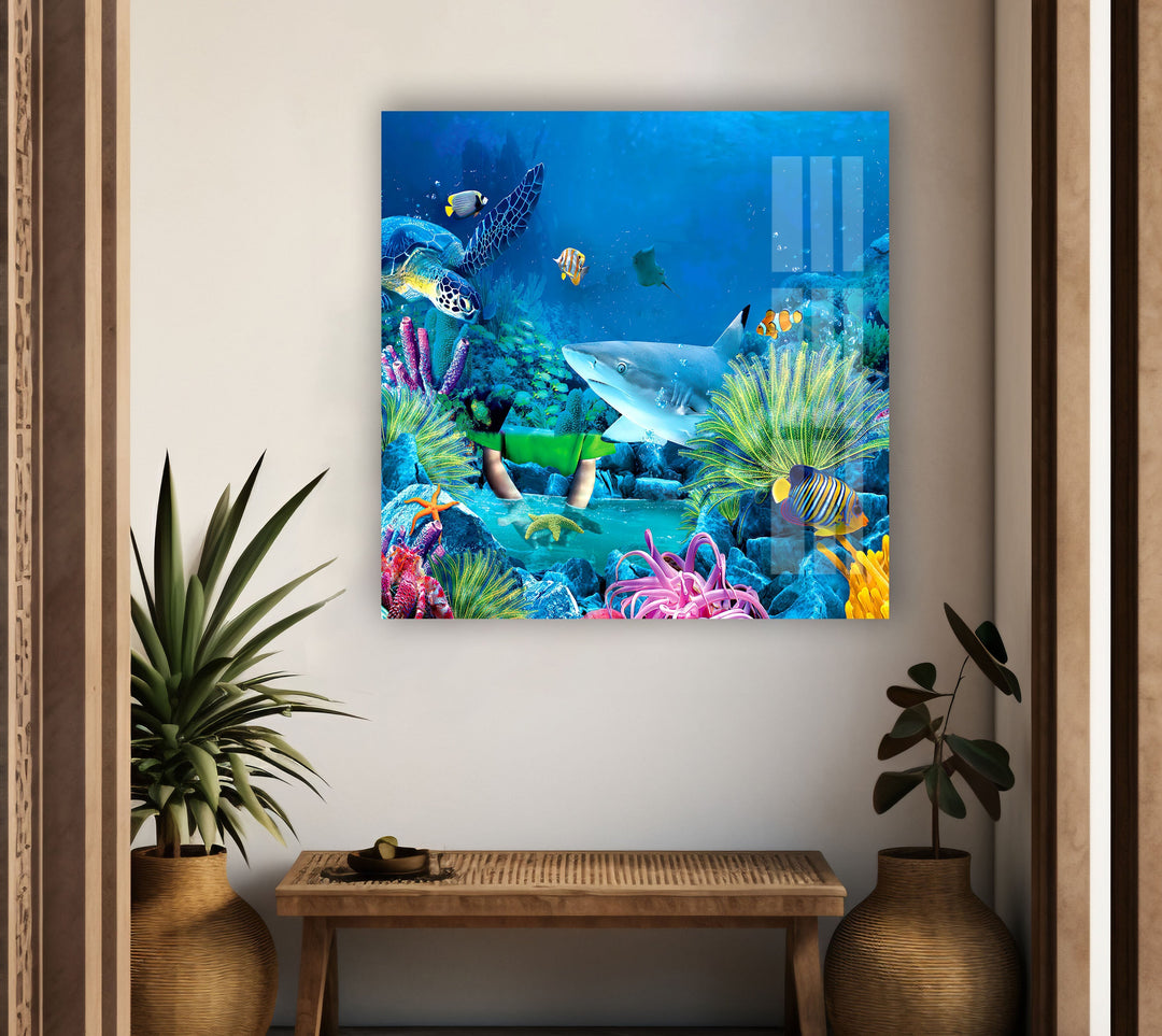 Tropical Aquarium Glass Wall Art custom glass photo prints, large glass prints