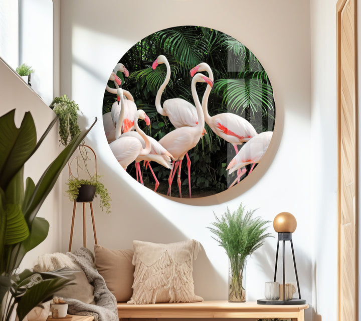 Group White Flamingos Glass Wall Art art glass wall art, glass wall art pictures