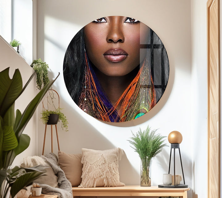 African Face Glass Wall Art