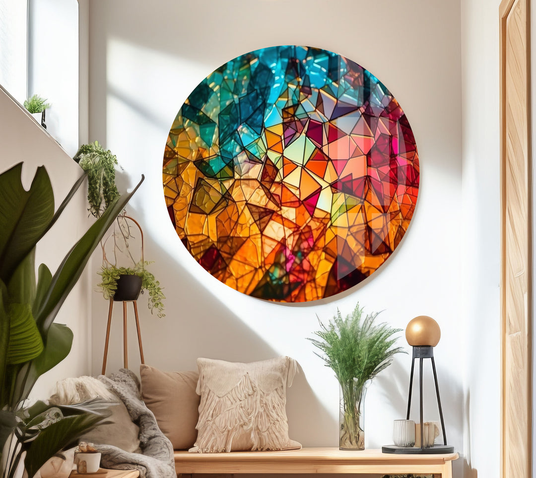 Stained Colorful Shapes Glass Wall Art glass wall decor, glass wall art decor