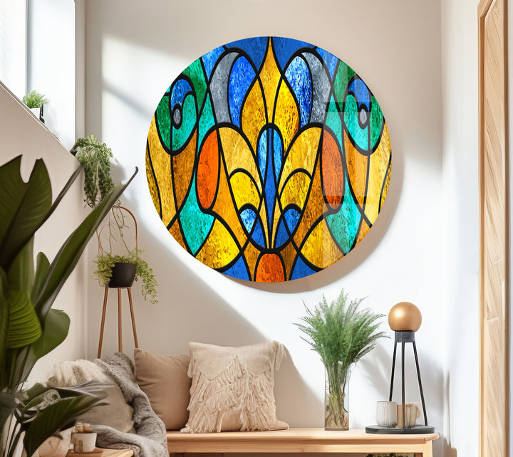 Stained Abstract Glass Wall Art print picture on glass, Tempered Glass Wall Art