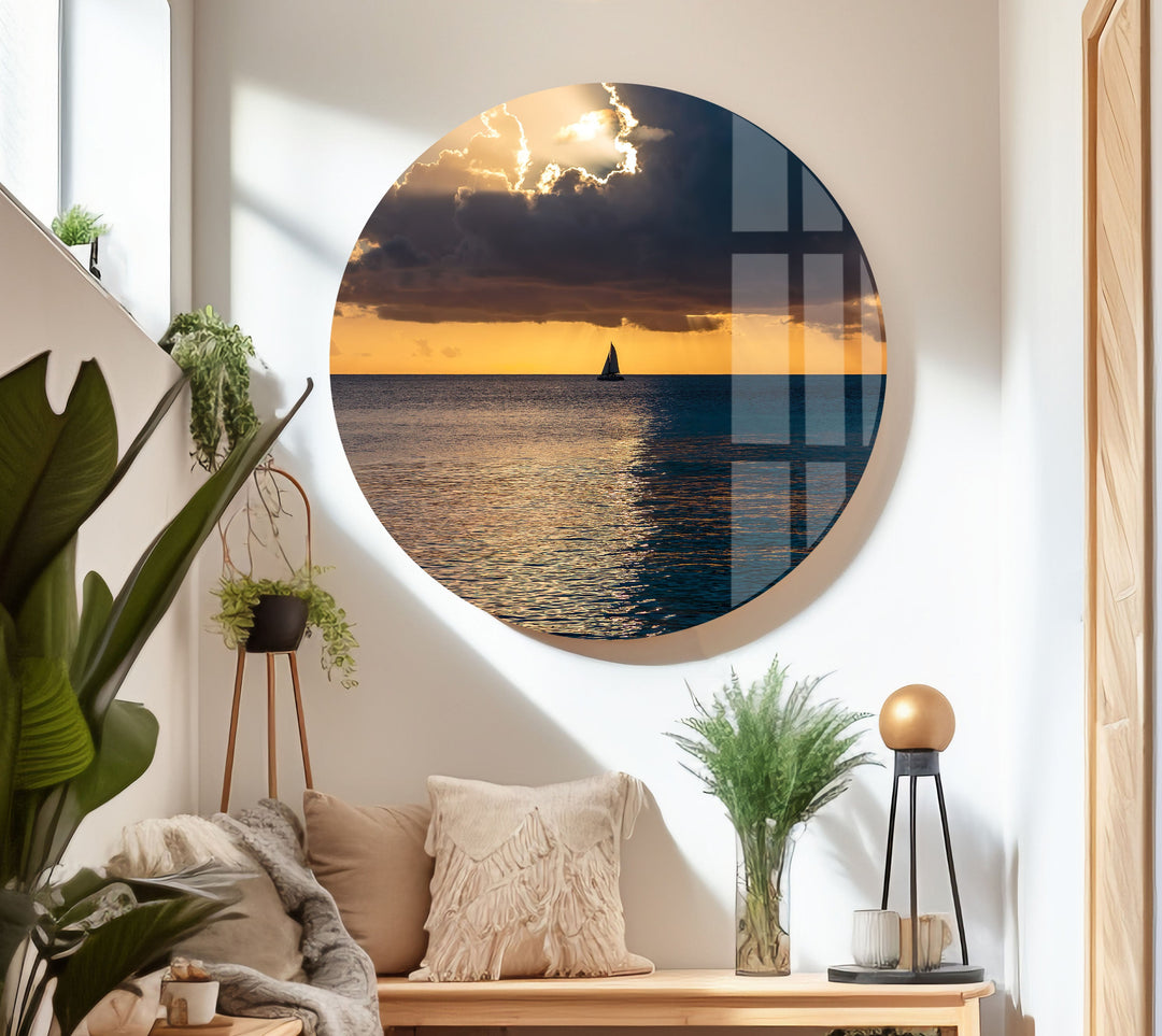 Beauty Sunset Landscape Glass Wall Art glass image printing, glass prints from photos