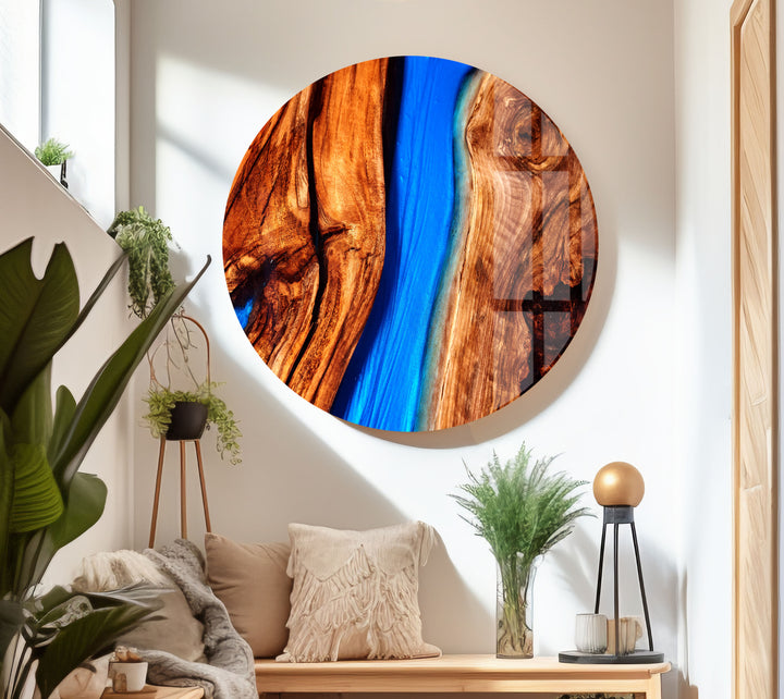 Wood Design Abstract Glass Wall Art