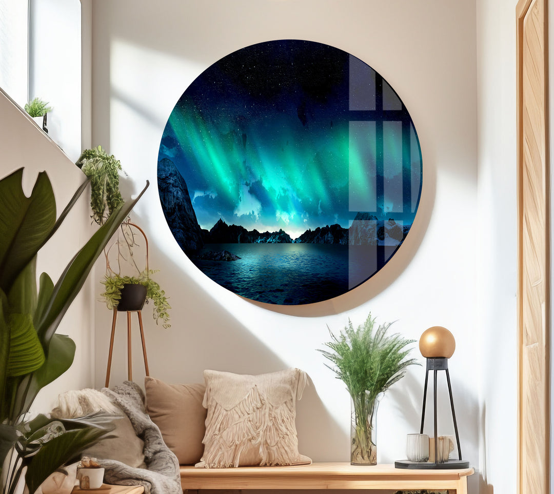 Ethereal Northern Lights Glass Wall Art glass wall decor, glass wall art decor