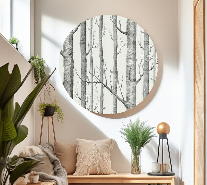 Black and White Trees Glass Wall Art photo print on glass, prints on glass wall art