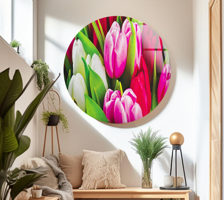 Colorful Tulips Glass Wall Art, Glass Printing Wall Art, Print photos on glass