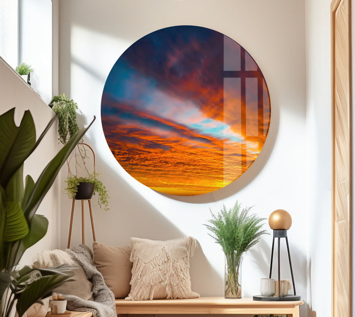 Sunset Orange Landscape Glass Wall Art picture on glass wall art, photos printed on glass