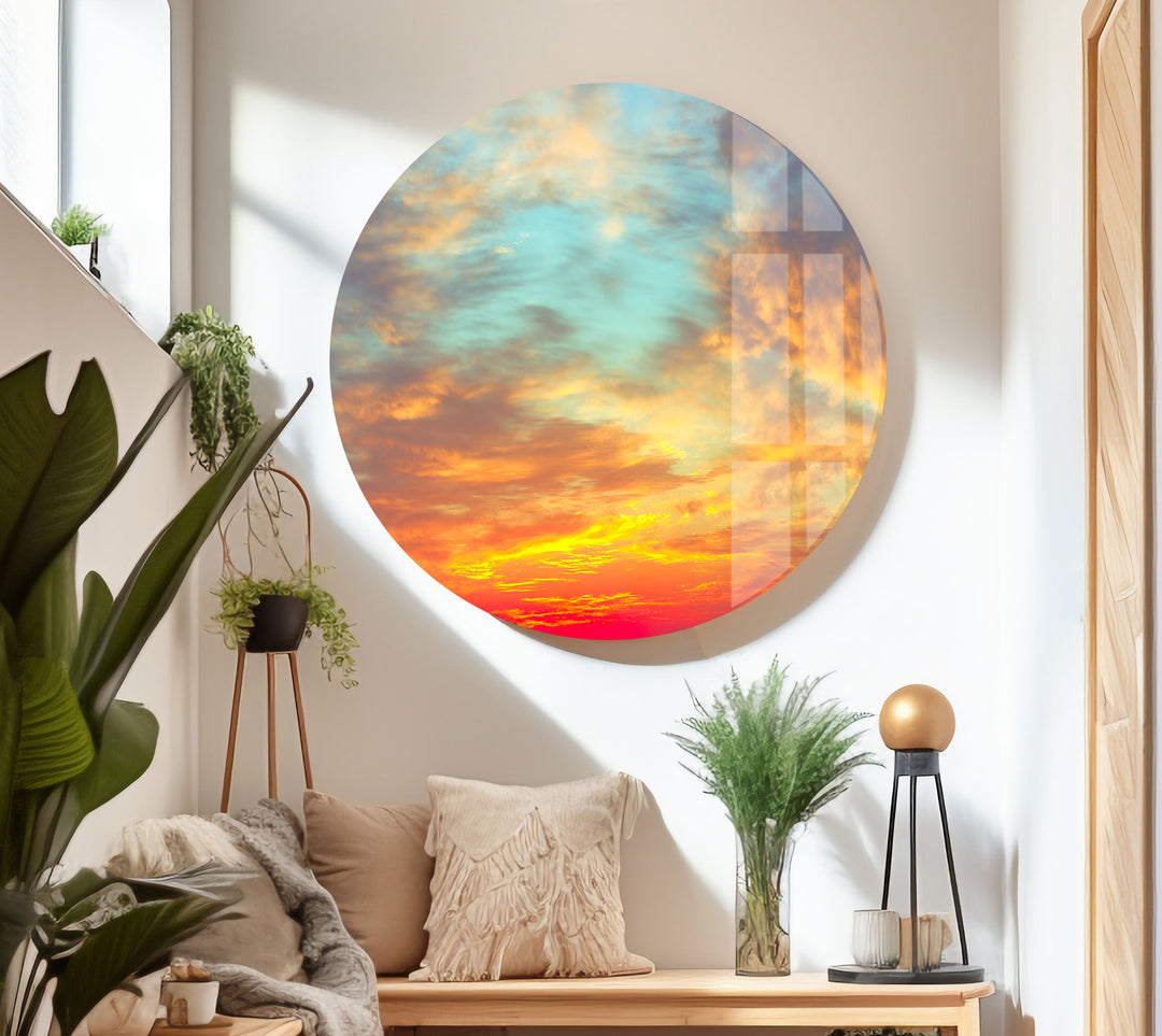 Colorful Sky Landscape Glass Wall Art glass wall decor, glass wall art decor