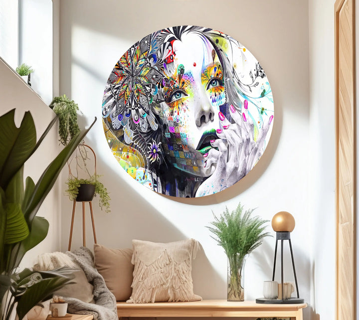 Woman Abstract Glass Wall Art