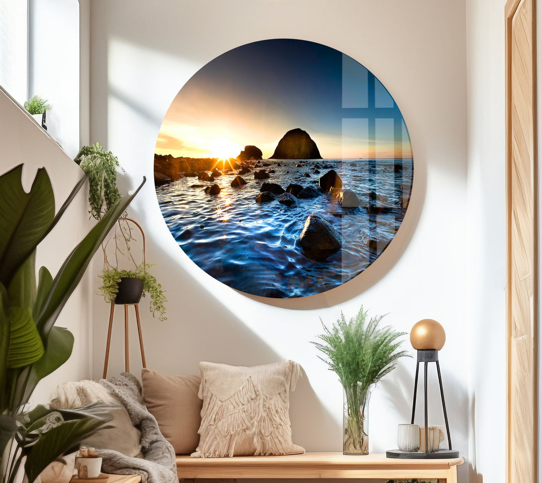 Rocky Shore Landscape Glass Wall Art glass photo prints, glass picture prints