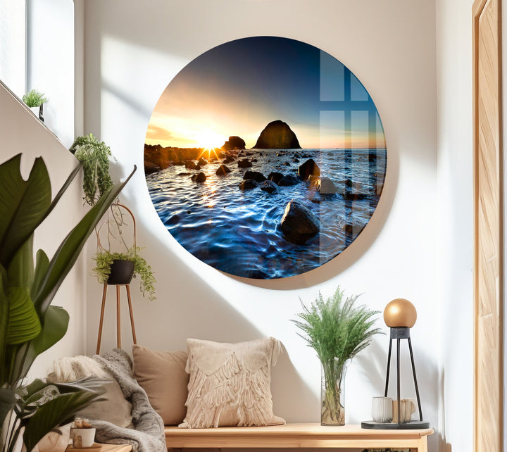 Rocky Shore Landscape Glass Wall Art glass photo prints, glass picture prints