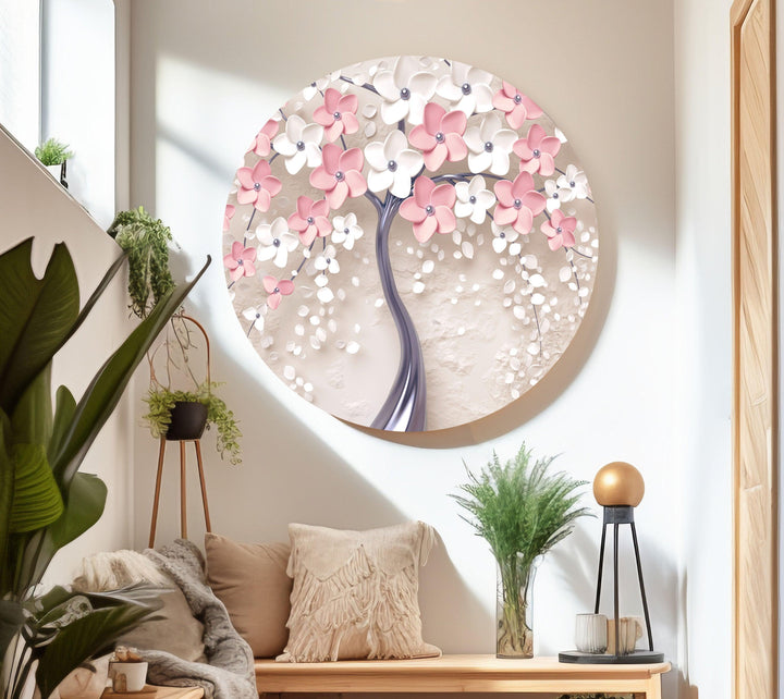 Pink Tree with Flowers Large Format Glass Art Prints