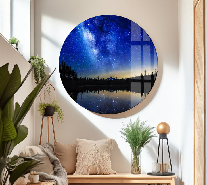 Milky Way in the Night Sky Glass Wall Art glass image printing, glass prints from photos