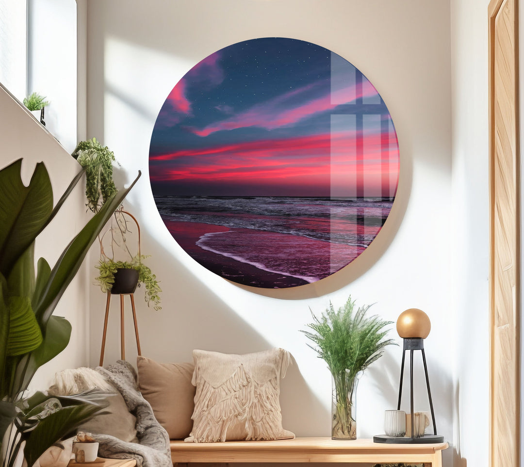 Red Sunset Landscape Glass Wall Art large glass photo prints, glass wall photos