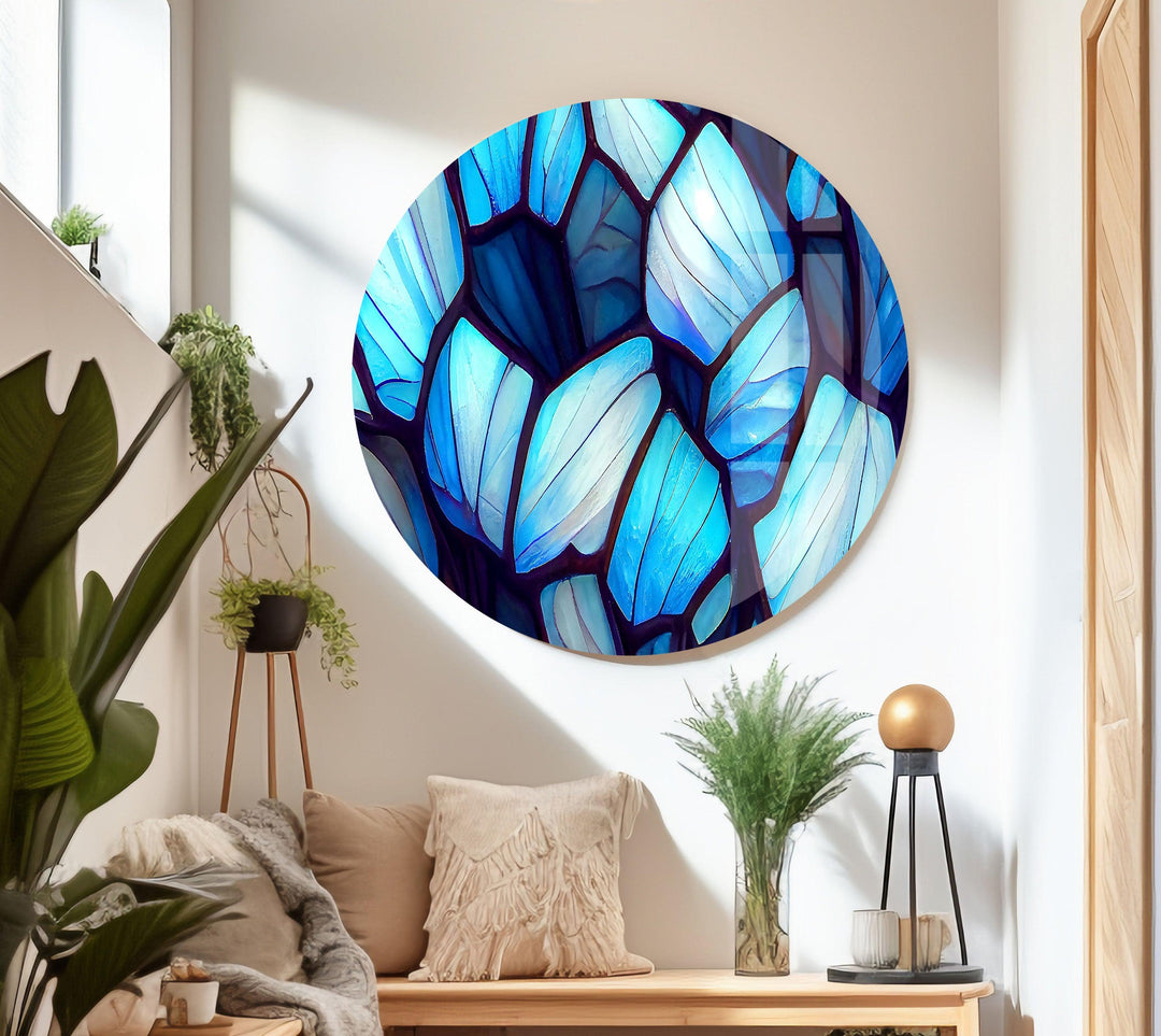 Stained Blue & White Glass Wall Art stained glass wall art, stained glass wall decor