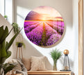 Purple Lavender Field Tempered Glass Wall Art