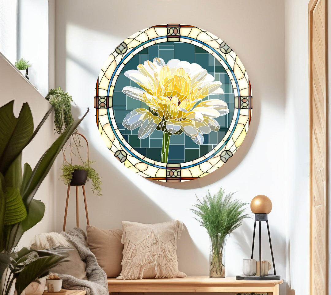 Stained Daisy Glass Wall Art