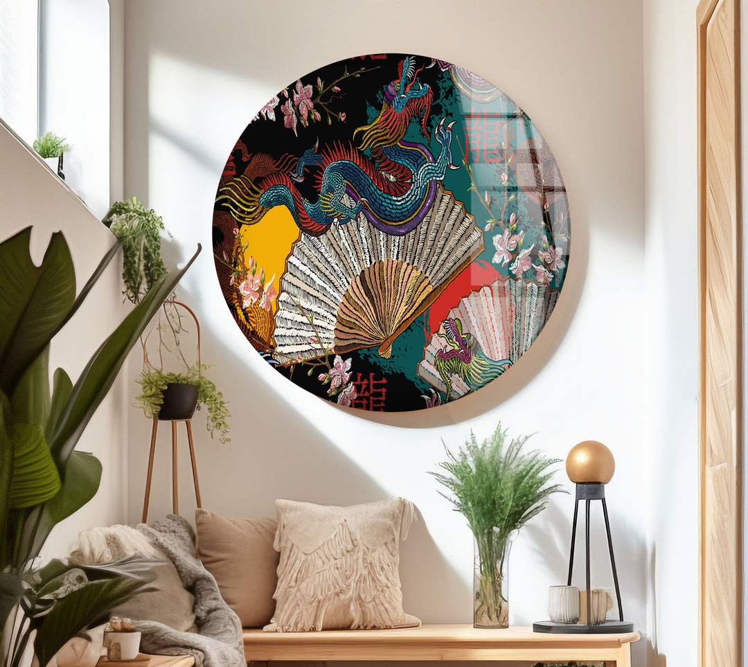 Chinese Dragon Glass Wall Art