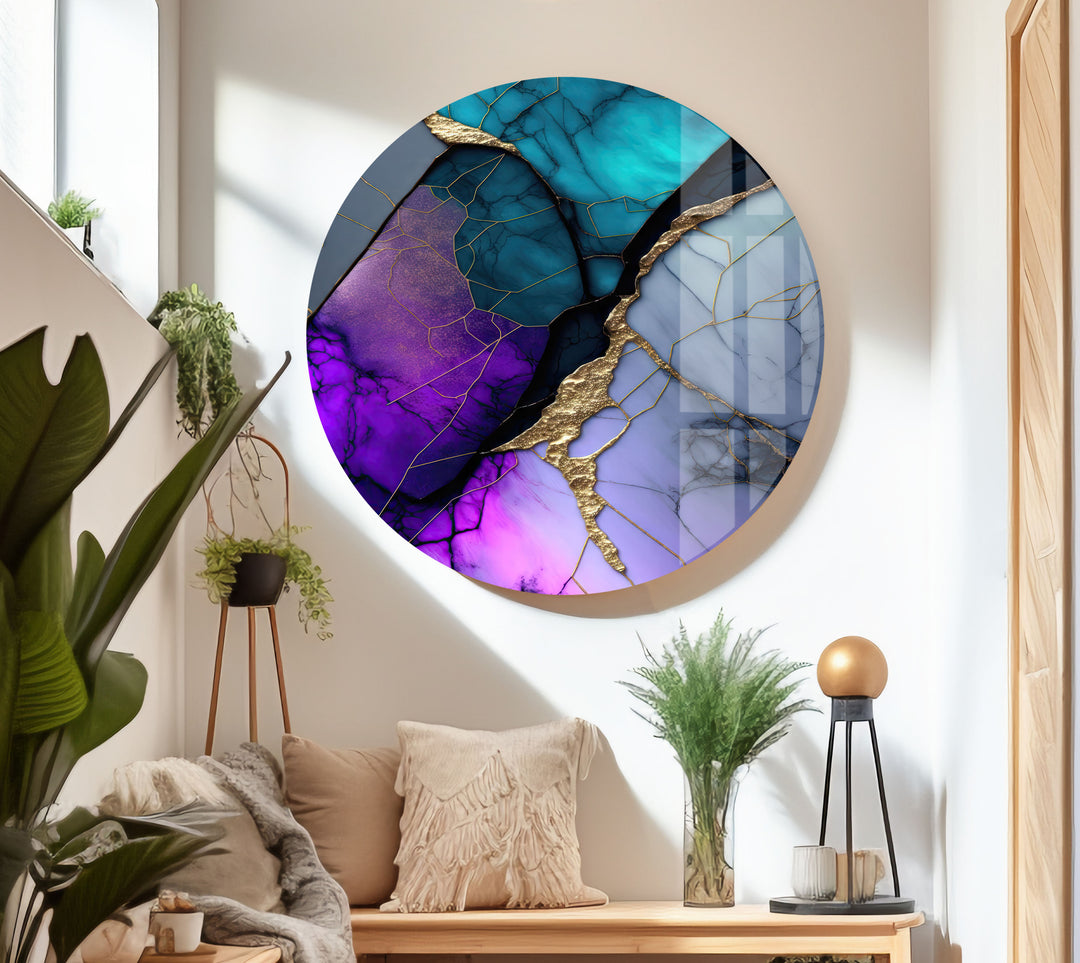 Purple Abstract Marble Tempered Glass Wall Art - MyPhotoStation