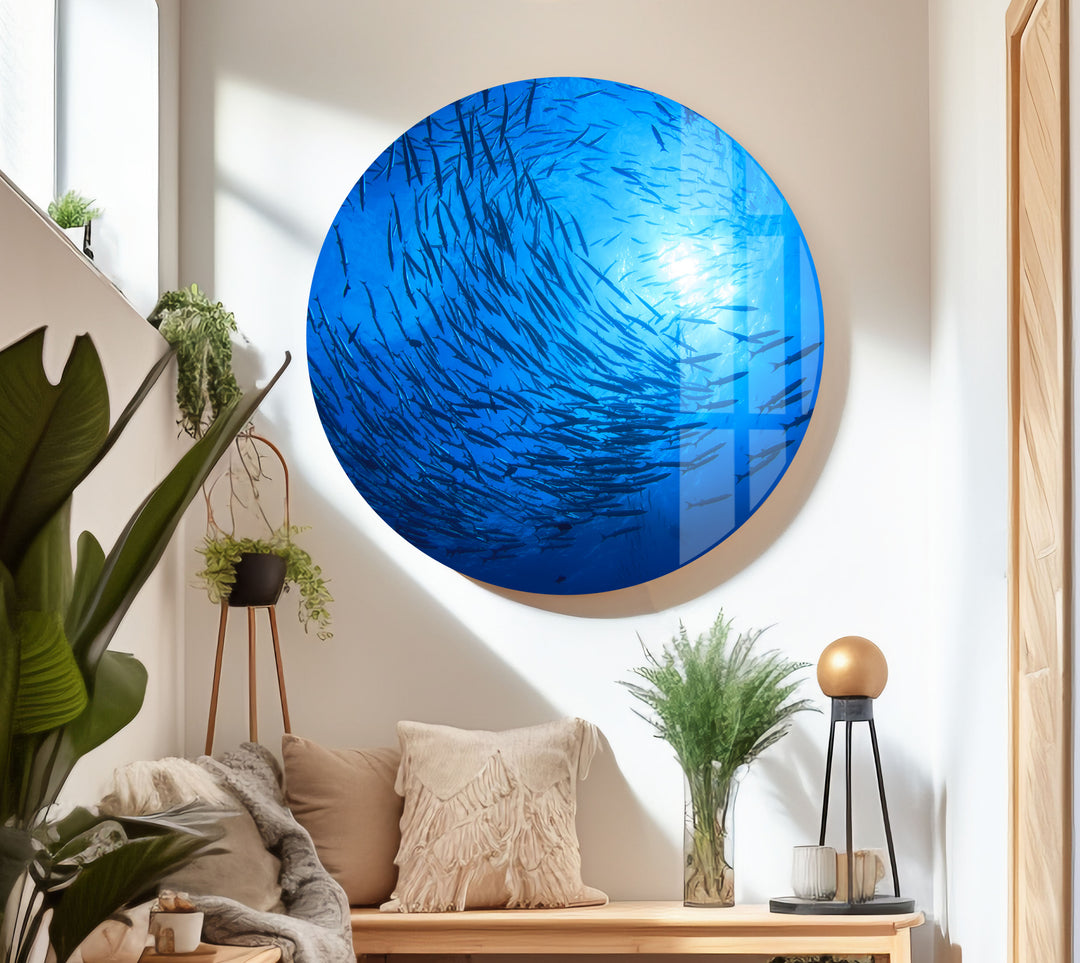 Under Ocean Fishes Glass Wall Art photo print on glass, prints on glass wall art