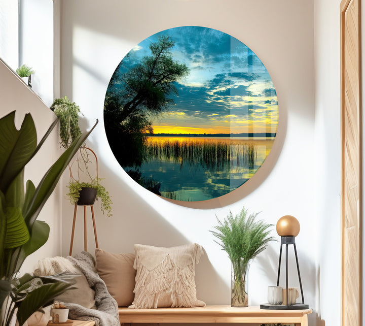 Gentle Sunrise Over The Lake Glass Wall Art large glass photo prints, glass wall photos