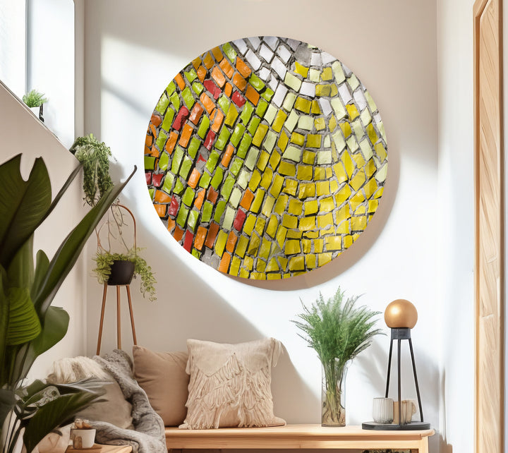 Mosaic Bricks Abstract Glass Wall Art