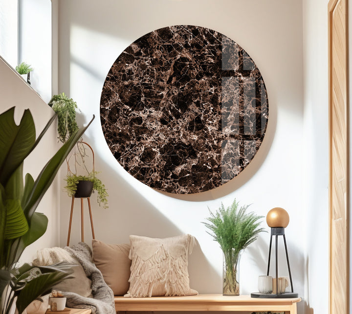 Copper & Black Marble Abstract Glass Wall Art custom glass pictures, glass art prints
