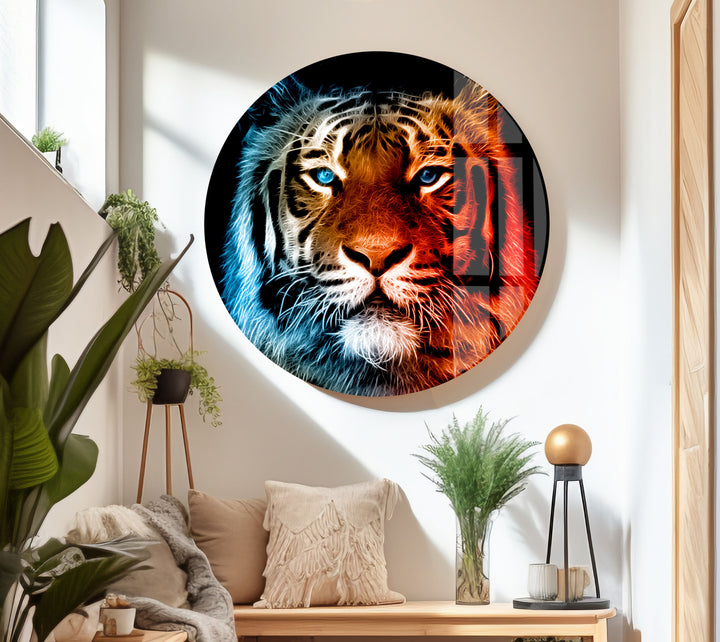 Tiger Portrait Glass Wall Art print on glass, glass printed photos