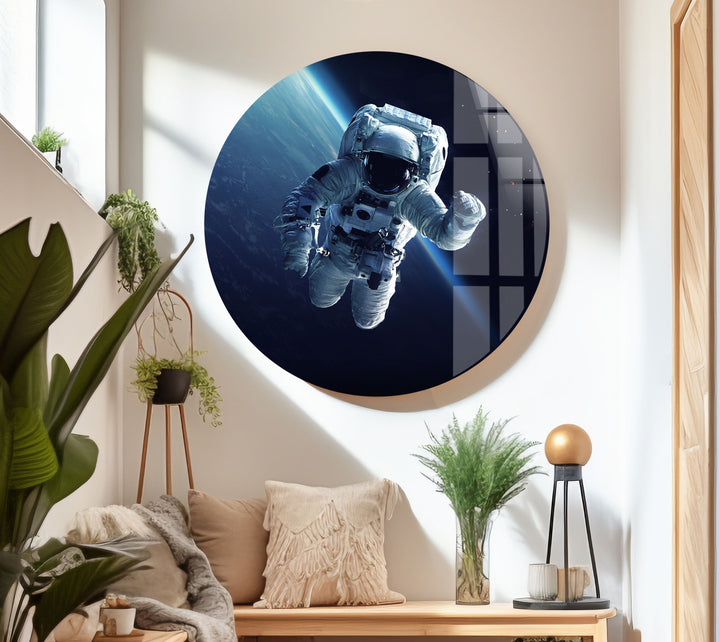 Astronaut At Spacewalk Glass Wall Art, Glass Printing Wall Art, Print photos on glass