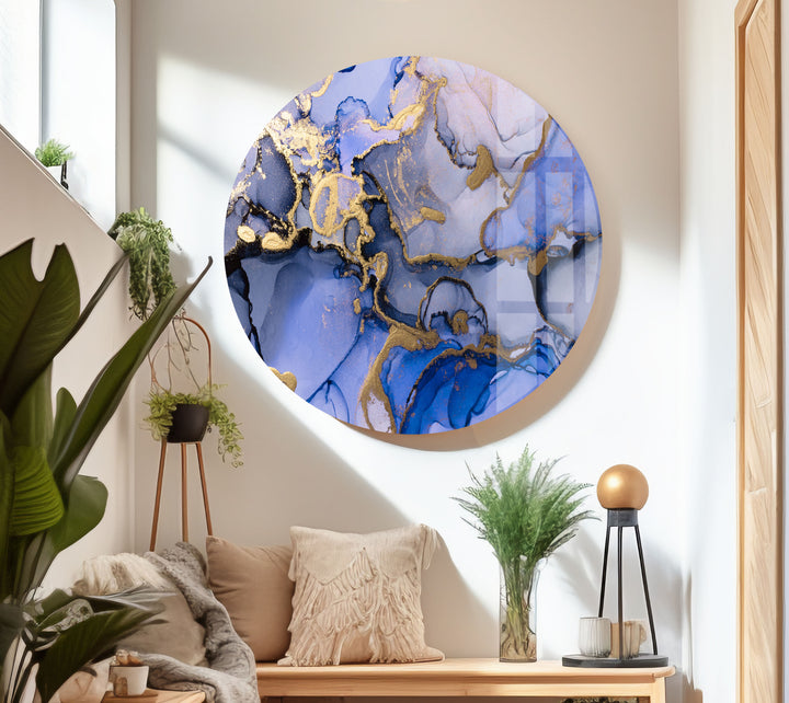 Blue Abstract Alcohol Ink Marble Glass Wall Art Glass Printing Wall Art, Print photos on glass