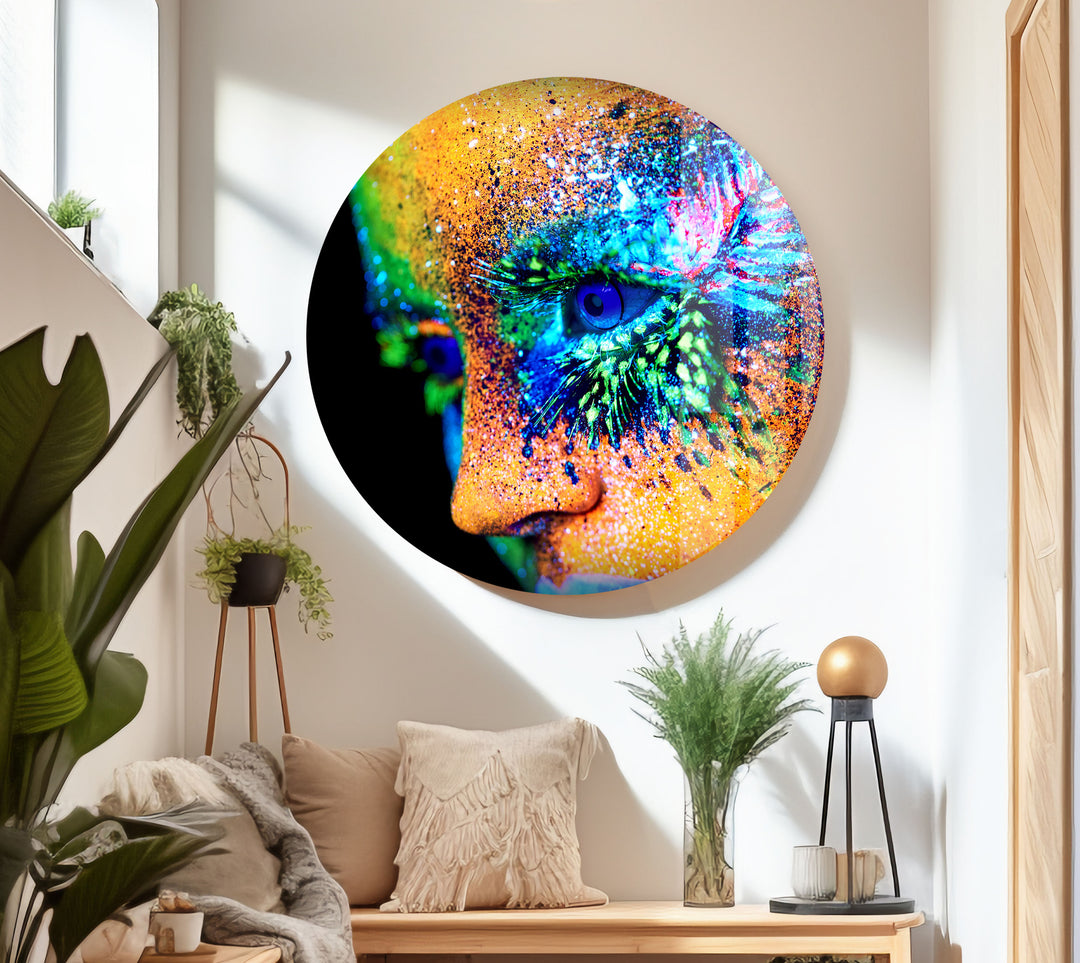 Neon Woman Face Tempered Glass Wall Art - MyPhotoStation