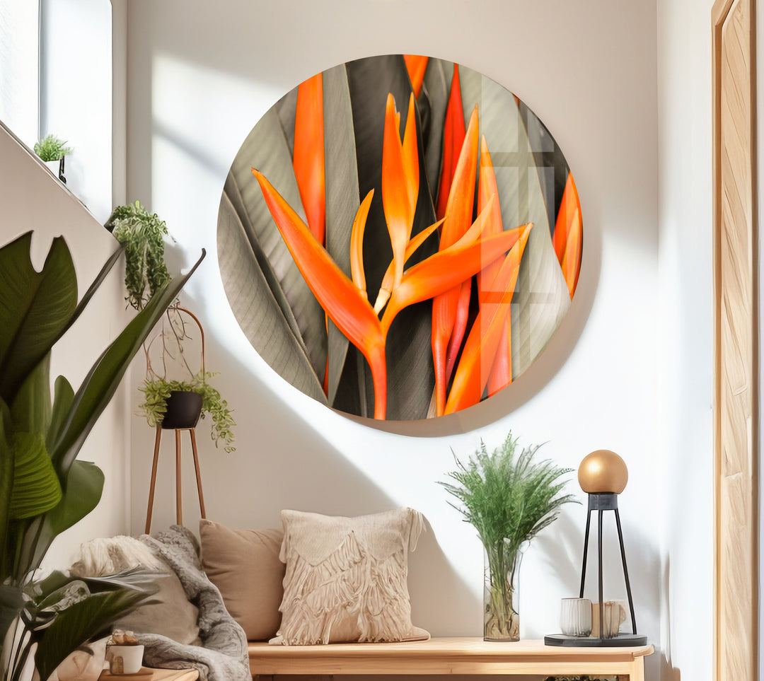 Orange Flower Glass Wall Art, art glass wall art, glass wall art pictures