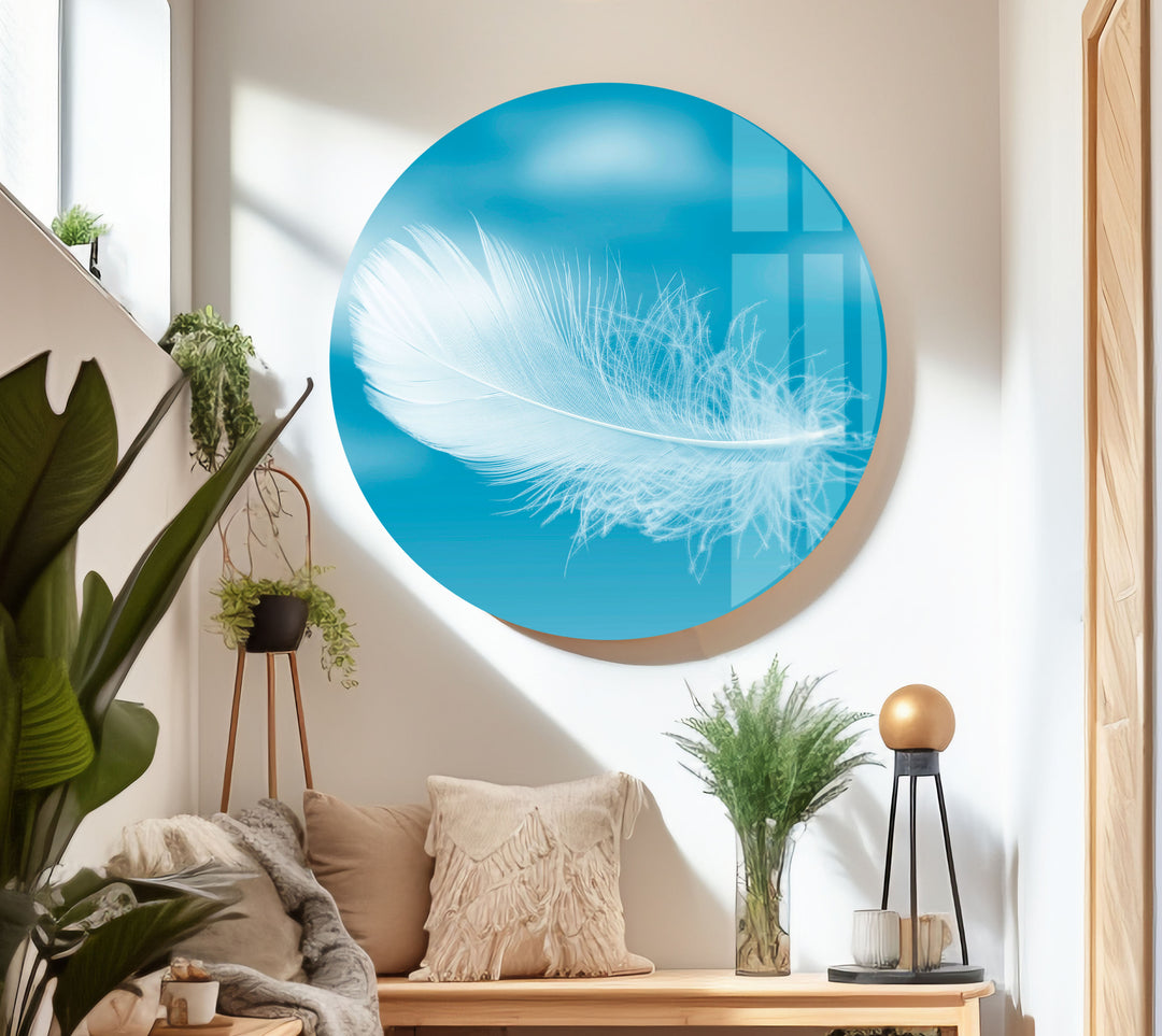 White Feather Glass Photo Prints & Cool Art Pieces